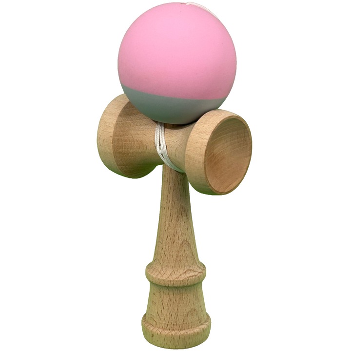 Kendama X Professional, дървена, гумена топка, 18 см, игра на умения за деца и възрастни, розово-сива