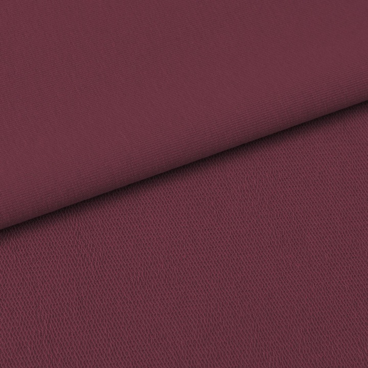 Material textil, Tricot french terry, Tricot trening uni culoare Fructe de padure intunecate, bumbac 95%, elastan 5%
