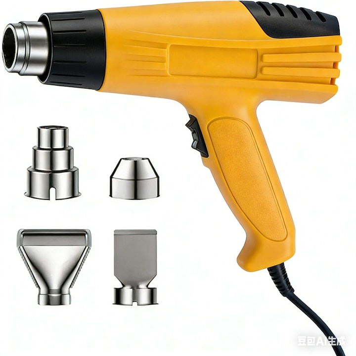 Suflanta cu aer cald SEEKONE, plastic/inox, setari duale de temperatura 600°C/350°C, 1200W, duze incluse, galben