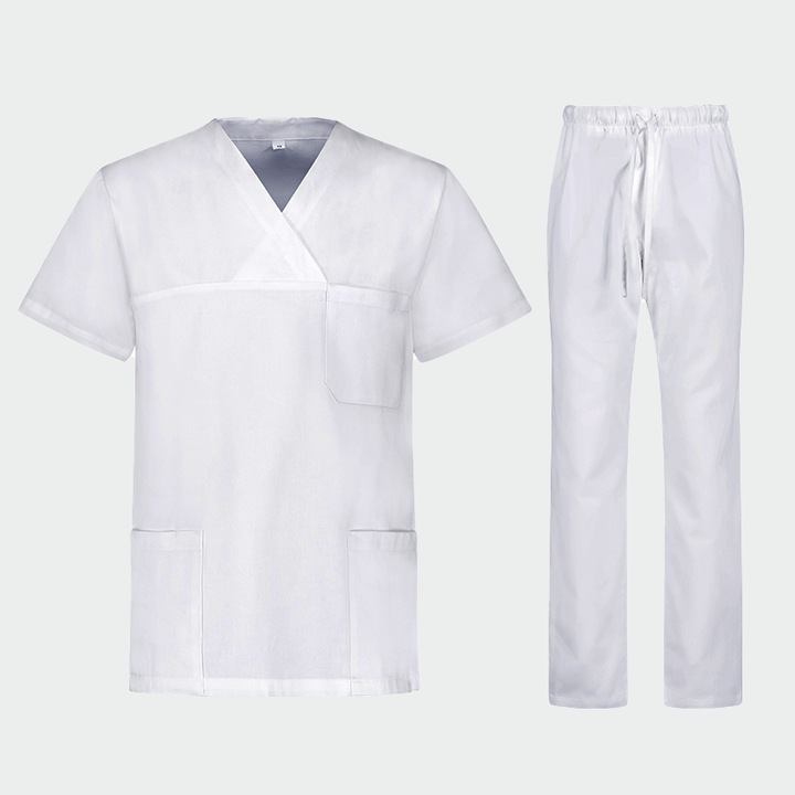 Set medical unisex MORELLI, culoare Alb, mărime XL