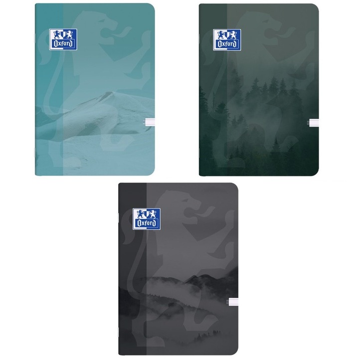 Set 3 caiete dictando Oxford A4, 80 file, hartie Optik Paper 90g/mp, coperta plastifiata Touch