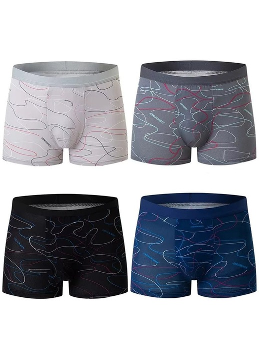 4 darabos férfi boxeralsó szett, CH018, többszínű, Fekete/Szürke/Kék
