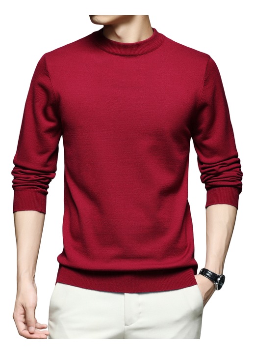 Pulover pentru barbati Pulover cu jumatate de guler, 5 yarde, 8 culori, imbracaminte tricotata cu maneca lunga usor Rosu S-size