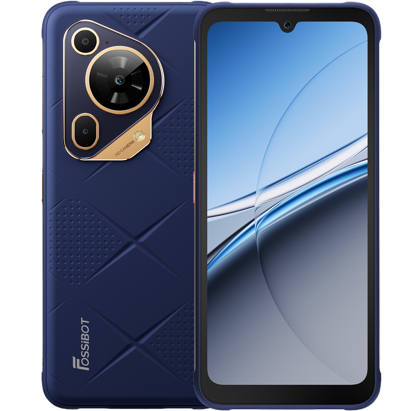 Telefon mobil FOSSIBOT F112 Pro, 5G, Dual SIM, Android 14, Slim Design, 6.88-inch 120Hz, 24GB RAM (8GB + 16GB ext), 256GB, NFC, Rezistent IP68/IP69K, Blue