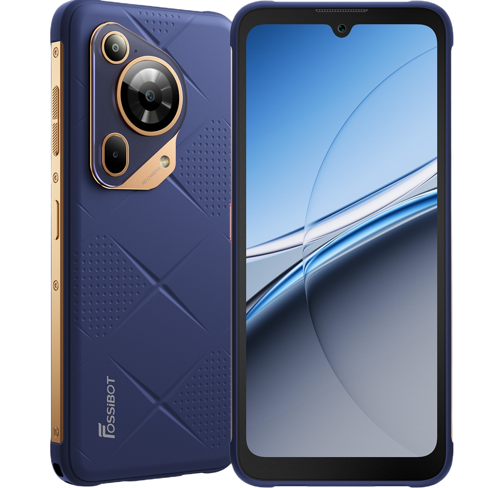 Telefon mobil FOSSIBOT F112 Pro, 5G, Dual SIM, Android 14, Slim Design, 6.88-inch 120Hz, 24GB RAM (8GB + 16GB ext), 256GB, NFC, Rezistent IP68/IP69K, Blue
