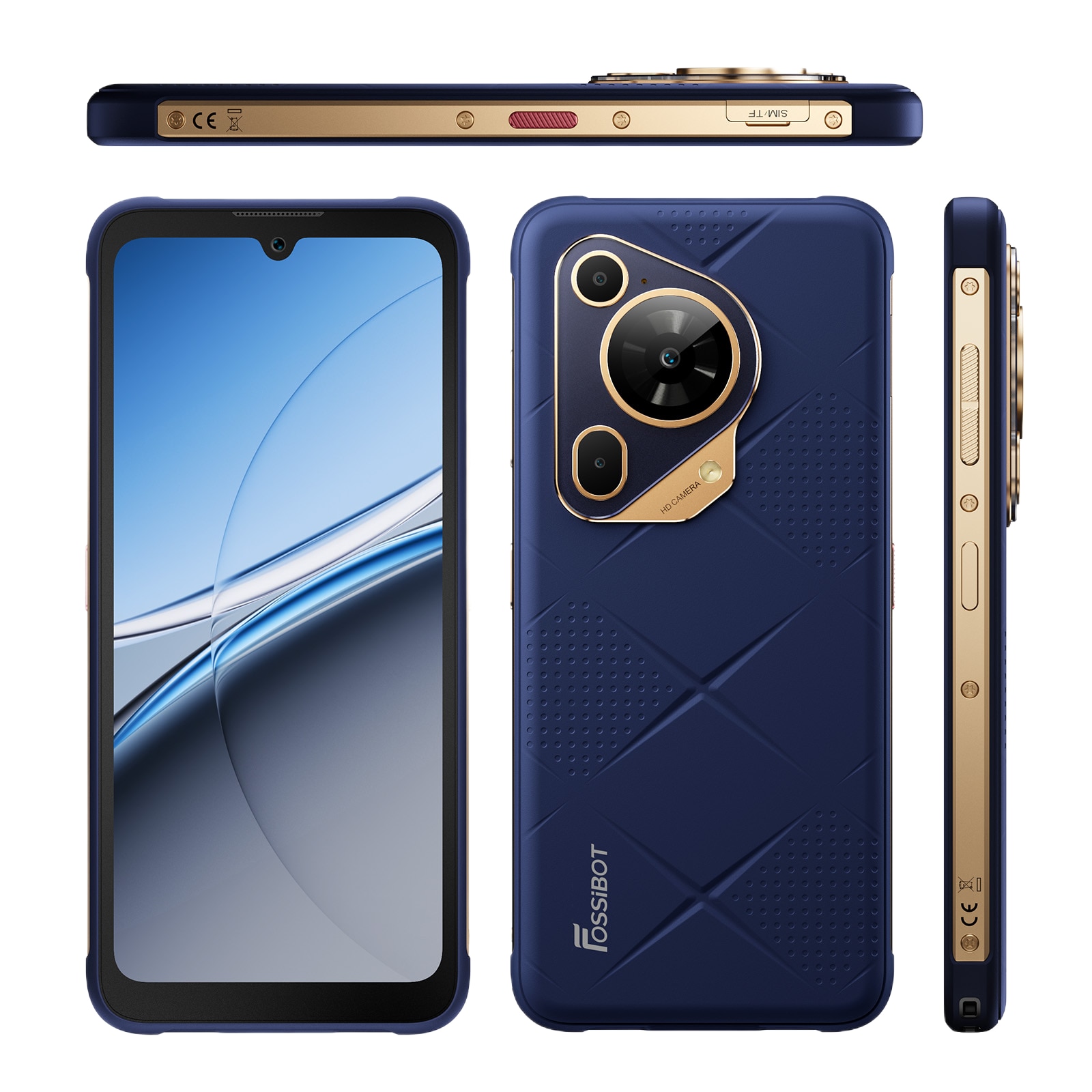 Telefon mobil FOSSIBOT F112 Pro, 5G, Dual SIM, Android 14, Slim Design, 6.88-inch 120Hz, 24GB RAM (8GB + 16GB ext), 256GB, NFC, Rezistent IP68/IP69K, Blue