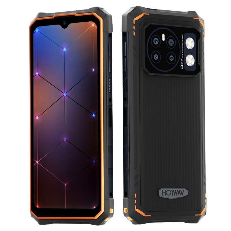 Telefon mobil HOTWAV Cyber 13, Dual SIM, 4G, Octa-Core, 6.6-inch, 16GB RAM (8GB + 8GB ext), 128GB, Camera 64MP + 16MP, 10800mAh, NFC, Lanterna Puternica 150 Lumens, Android 14, IP68/IP69K, Orange