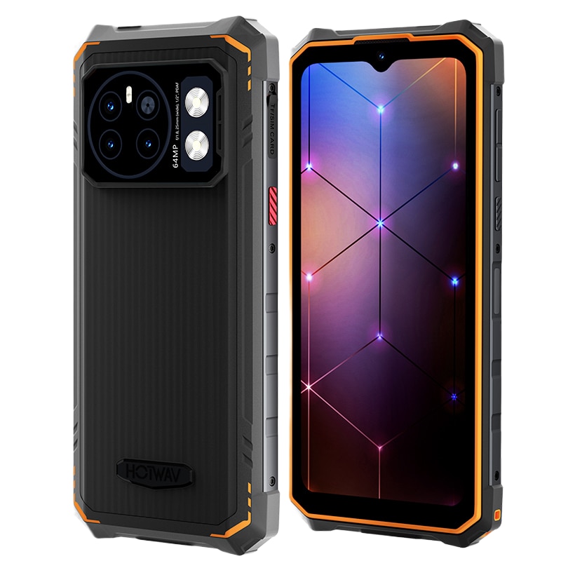 Telefon mobil HOTWAV Cyber 13, Dual SIM, 4G, Octa-Core, 6.6-inch, 16GB RAM (8GB + 8GB ext), 128GB, Camera 64MP + 16MP, 10800mAh, NFC, Lanterna Puternica 150 Lumens, Android 14, IP68/IP69K, Orange
