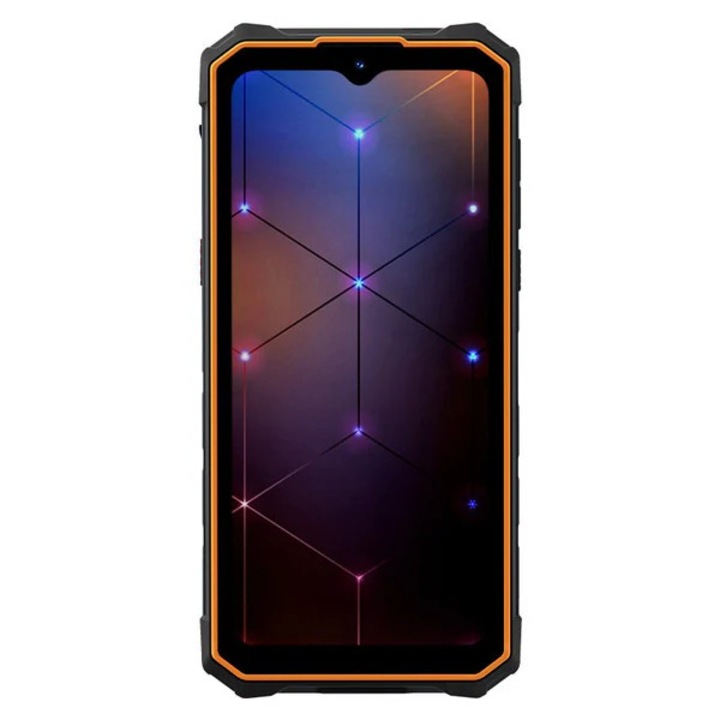 HOTWAV Cyber 13 mobiltelefon, Dual SIM, 4G, Octa-Core, 6,6 hüvelykes, 16 GB RAM (8 GB + 8 GB külső), 128 GB, 64MP + 16MP kamera, 10800mAh, NFC, Erős, 150 lumenes zseblámpa, Android 14, IP68/IP69K, Narancssárga
