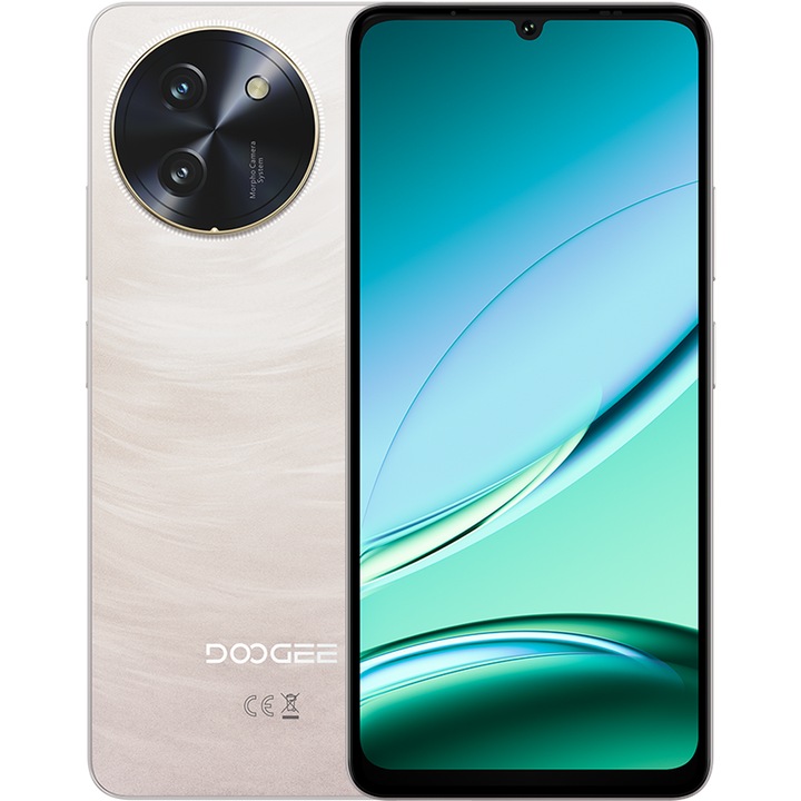 Смартфон Doogee Note 59, Две SIM, 5G, Octa-Core T8200, Slim 8.6mm, 256GB, 32GB RAM (8GB + 24GB ext), 6.75-инчов 120Hz, 6250mAh, NFC, Android 15, Златист