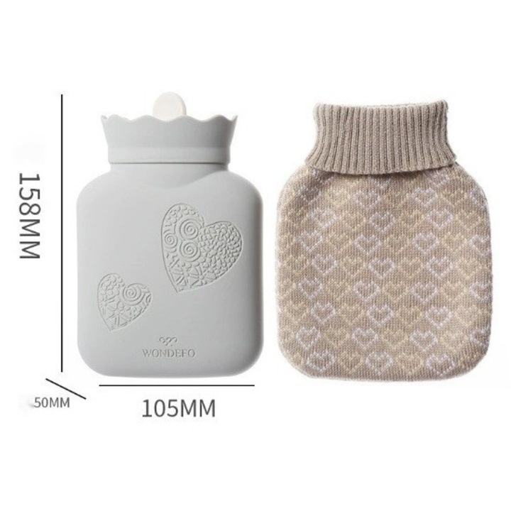 Punga Termica Eco 340ml, Fara BPA, Usor de Curatat, Design Antiderapant, Cu Husa, Gri Deschis