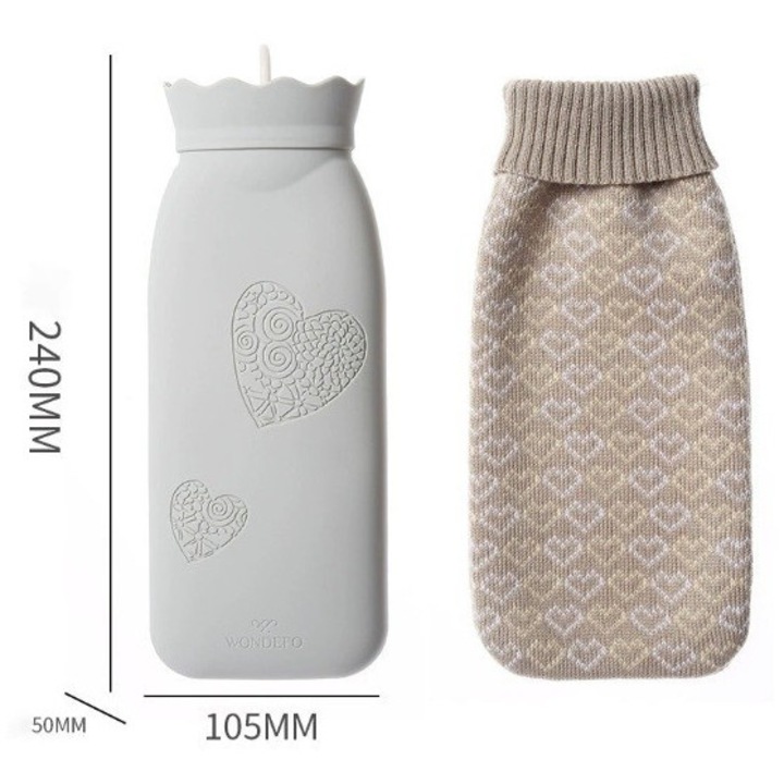 Многофункционална бутилка за топла вода, 525 мл, премиум силикон, бързо нагряване и охлаждане, максимална безопасност (PC+PA), 195 г, лека, разтегателна кутия, топла и студена терапия, Светлобял