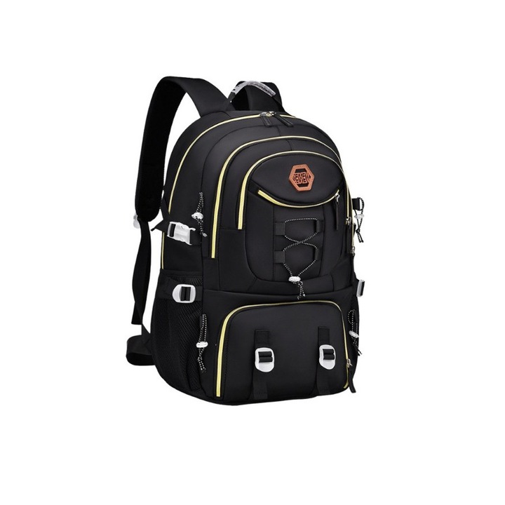 Multifunkcionális hátizsák utazáshoz, túrázáshoz, hegymászáshoz, kiruccanásokhoz, tengerparti kirándulásokhoz, Commando Tech, ergonomikus, változatos rekeszekkel, nedvesség elleni védelemmel, Oxford vászon, űrtartalom 20-35 liter, fekete