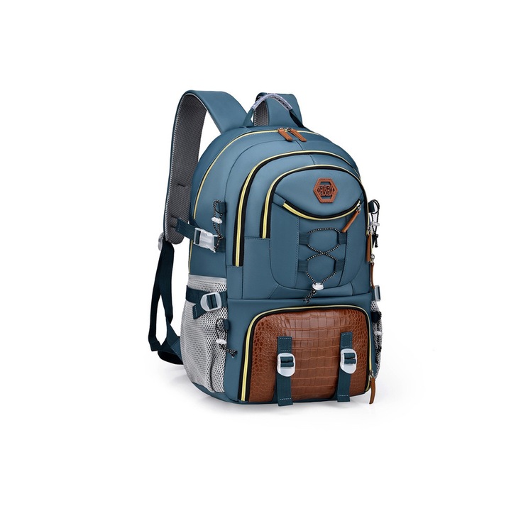 Multifunkcionális hátizsák utazáshoz, túrázáshoz, hegymászáshoz, kiruccanásokhoz, tengerparti kirándulásokhoz, Commando Tech, ergonomikus, változatos rekeszekkel, nedvesség elleni védelemmel, Oxford vászon, űrtartalom 20-35 liter, matt kék