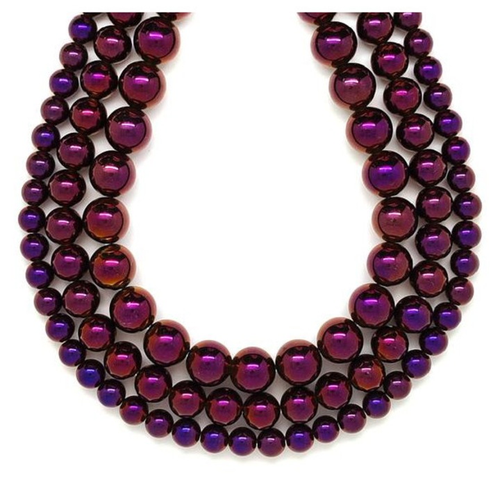 Margele minerale agat, electrolizate, violet, perla, 8 mm, 1 sir de margele pentru confectionarea bijuteriilor