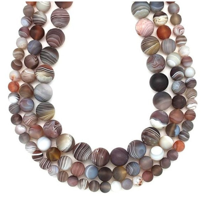 Margele minerale agat botswana mineral, R.M. ékszer, perla, 4–5 mm, 1 sir de margele pentru confectionarea bijuteriilor