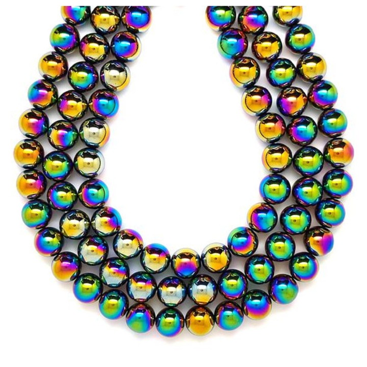 Set de artizanat Margele minerale agat, electrolizate, curcubeu, perla, 10 mm, 1 sir de margele pentru confectionarea bijuteriilor