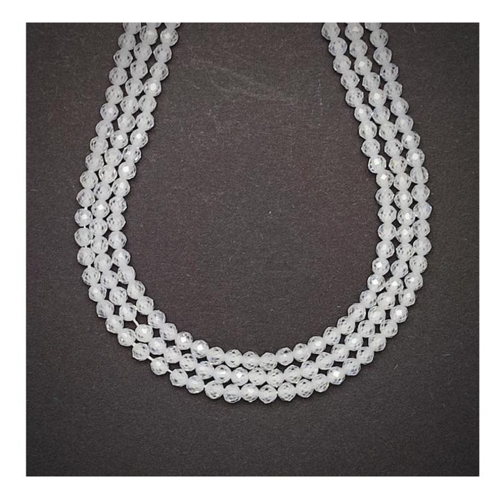 Mărgele minerale zircon, fațetate, albe, mărgele, 4 mm, 1 șir de mărgele pentru confecționarea bijuteriilor