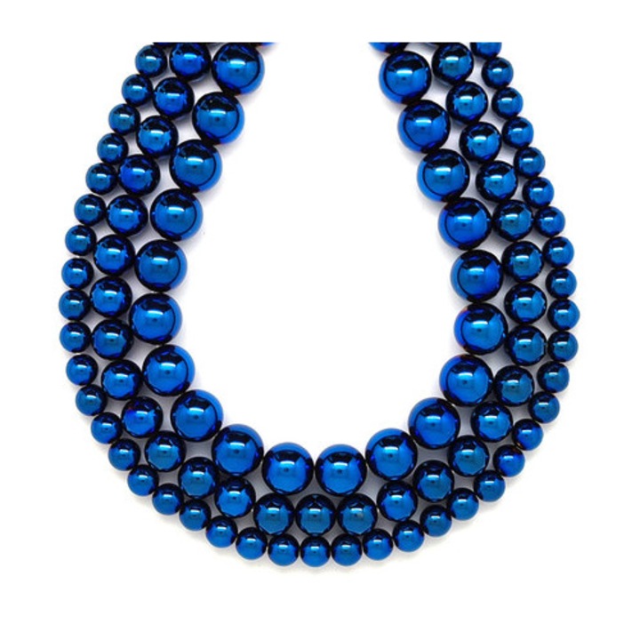 Ásvány gyöngyök achát ásvány, electroplated, kék, gyöngy, 10–11 mm, 1 szál gyöngysor ékszerkészítéshez