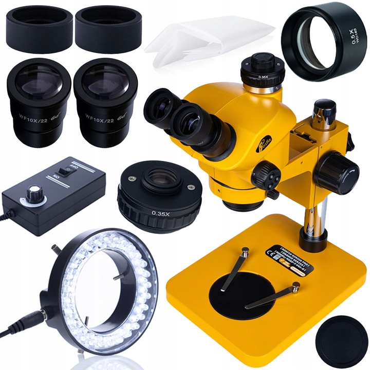 Microscop trinocular Rosfix Sirius Pro MSSP-T-PS1-O, zoom 7-50x, iluminare LED 56x, distanta de lucru 102 mm, pentru inspectie si sudura electronica