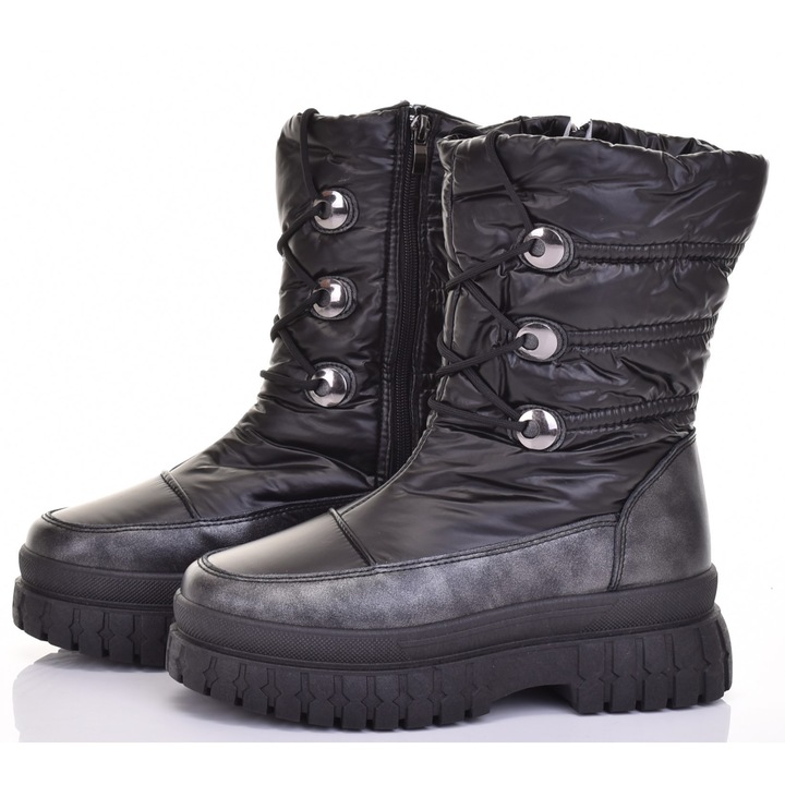 Ghete dama Martinus, negre, material sintetic, stil urban