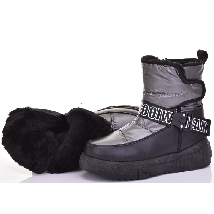 Ghete de zapada Martinus, cu platforma, calduroase, negre, material sintetic