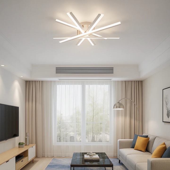 LED полилей RFAN, модел JX630116-5, с дистанционно управление, 3 вида светлина, регулируем интензитет, 95W, бял