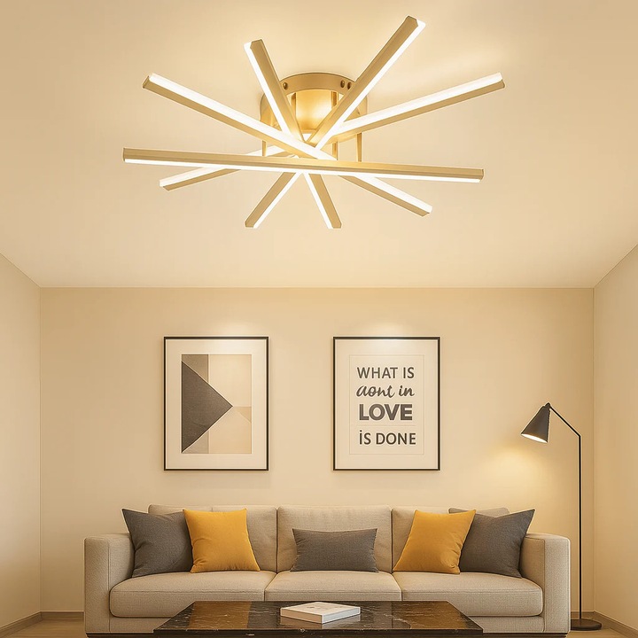 LED полилей RFAN, модел JX630116-5, с дистанционно управление, 3 вида светлина, регулируем интензитет, 95W, златист