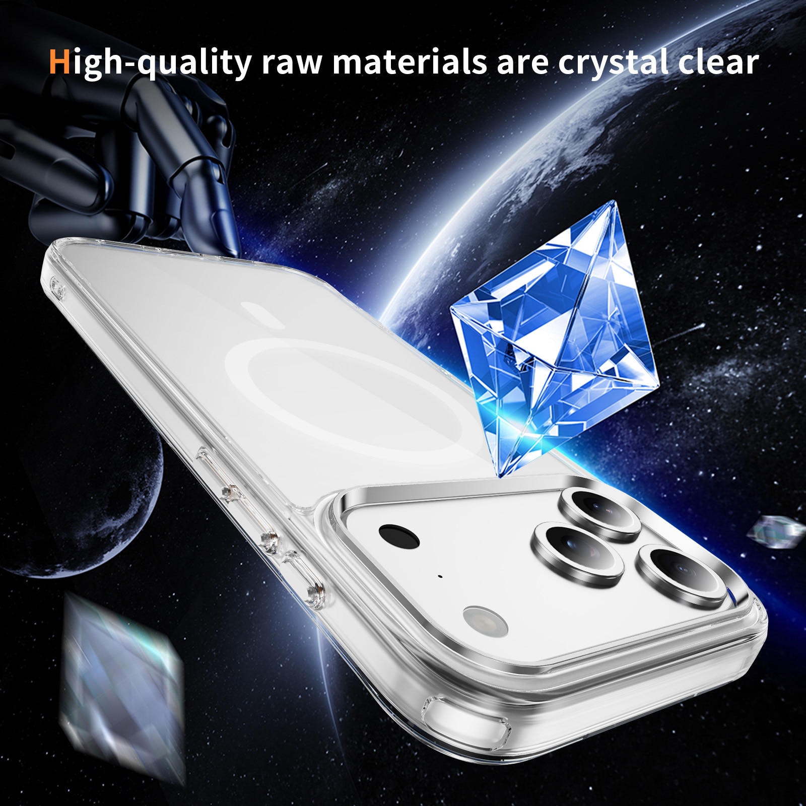 Husa protectie telefon, Bluvista®, Compatibila Apple iPhone 17 Pro, Antisoc, Protectie Superioara, Bumper interior, Magsafe, Alb