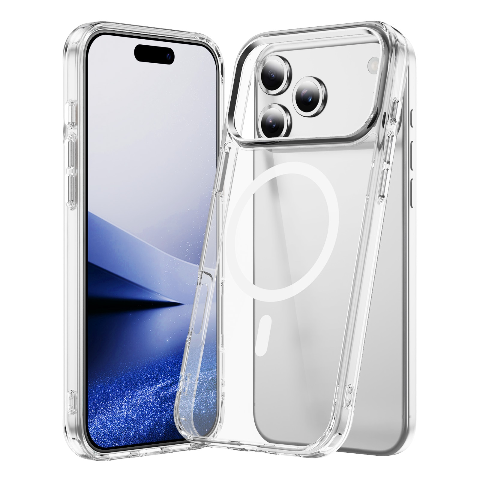 Husa protectie telefon, Bluvista®, Compatibila Apple iPhone 17 Pro, Antisoc, Protectie Superioara, Bumper interior, Magsafe, Alb