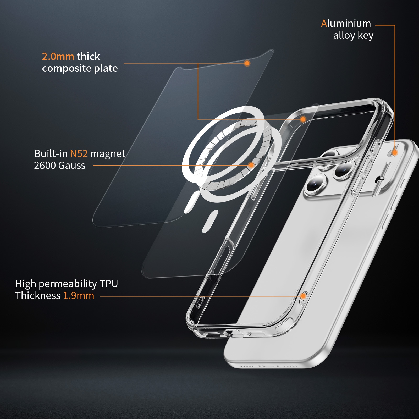 Husa protectie telefon, Bluvista®, Compatibila Apple iPhone 17 Pro, Antisoc, Protectie Superioara, Bumper interior, Magsafe, Alb
