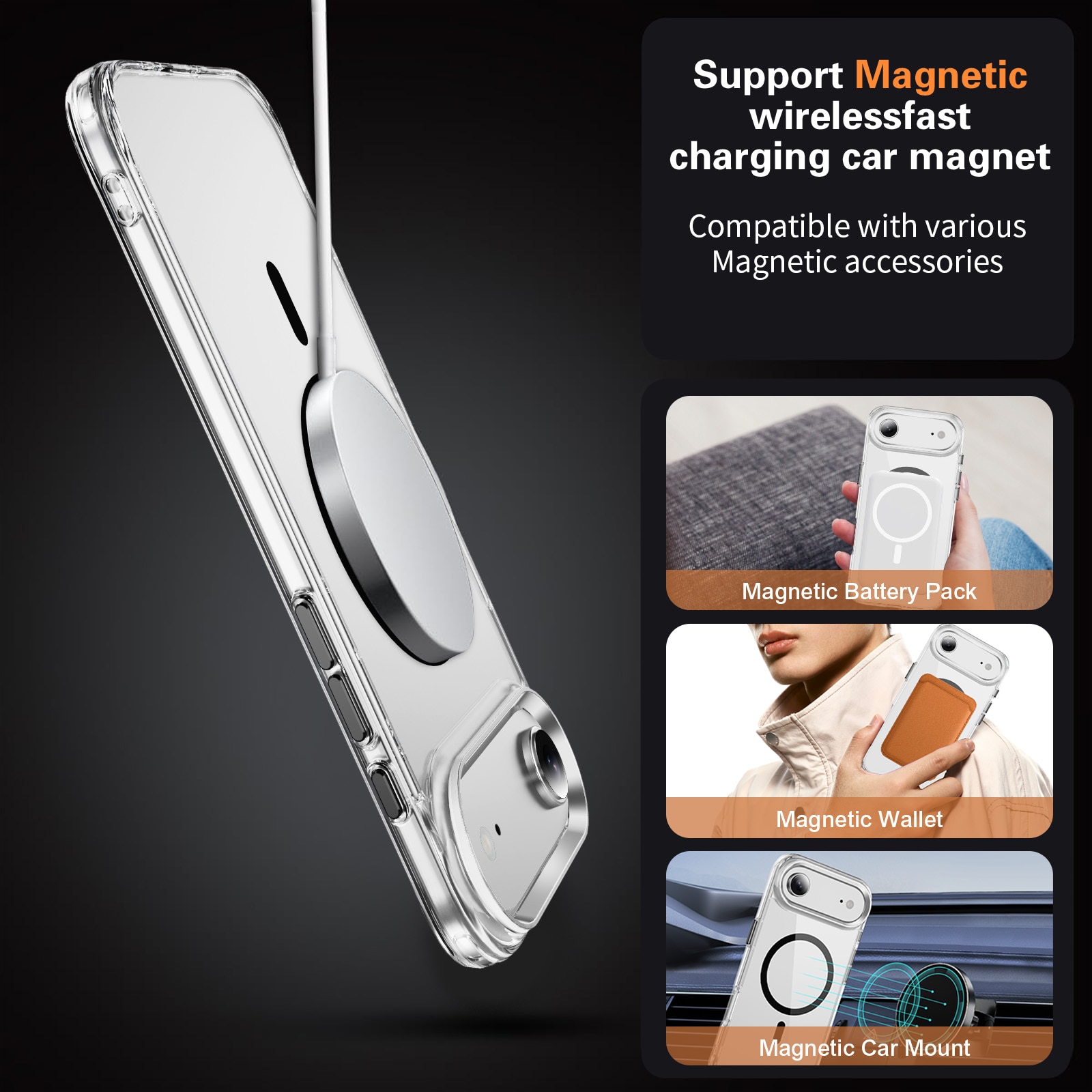 Husa protectie telefon, Bluvista®, Compatibila Apple iPhone 17 Air, Antisoc, Protectie Superioara, Bumper interior, Magsafe, Negru
