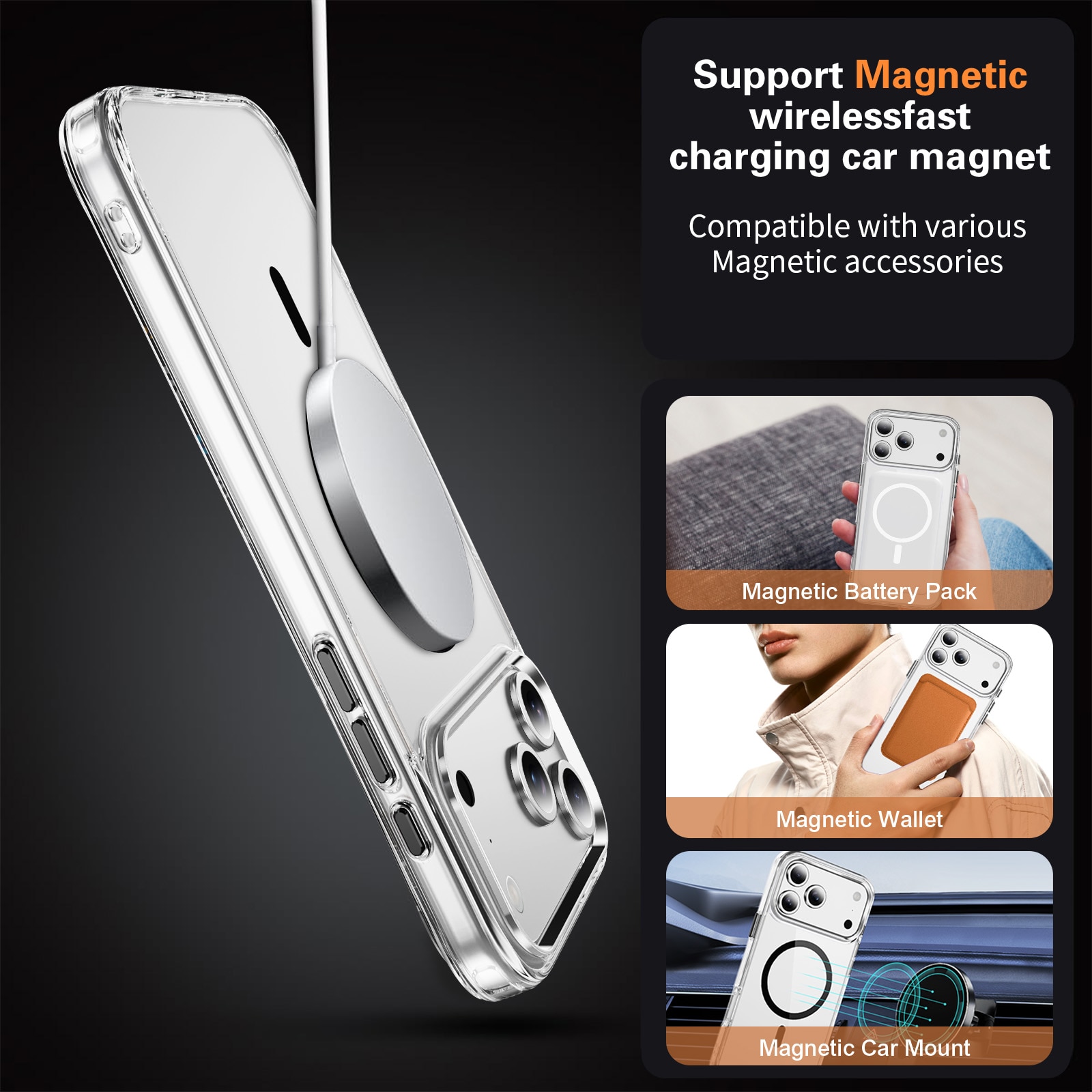 Husa protectie telefon, Bluvista®, Compatibila Apple iPhone 17 Pro Max, Antisoc, Protectie Superioara, Bumper interior, Magsafe, Negru