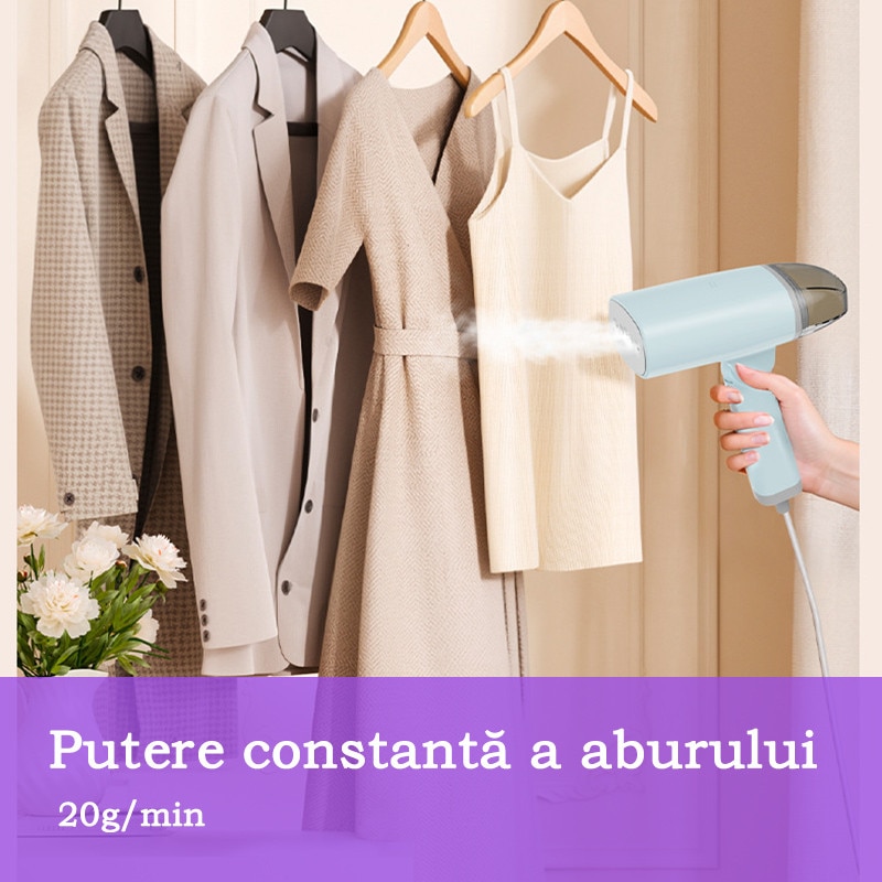 Fier de calcat cu abur portabil, pliabil, 1300W, potrivit pentru calatorii, calcare cu abur intr-un singur pas, fara sifonare