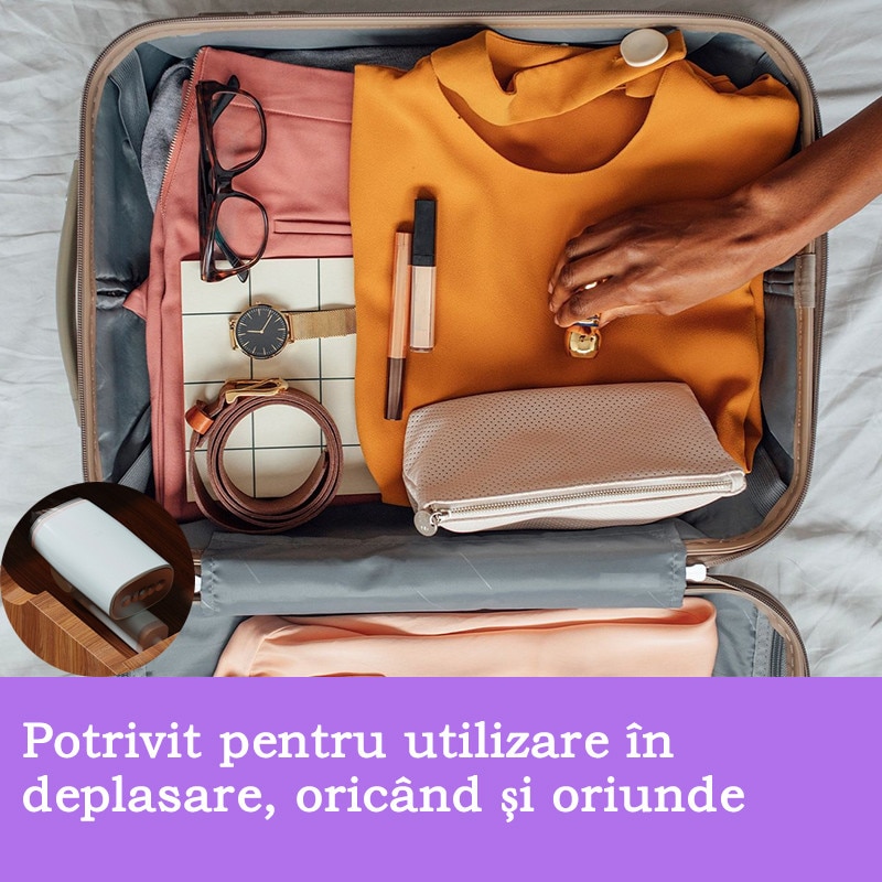 Fier de calcat cu abur portabil, pliabil, 1300W, potrivit pentru calatorii, calcare cu abur intr-un singur pas, fara sifonare