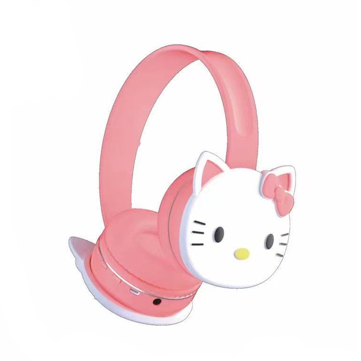 Casti Bluetooth cu fir si fara fir, card FM mSD HELLO KITTY