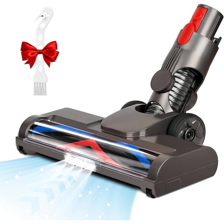 Резервна четка за прахосмукачка Dyson, lynker, за Dyson V8 V10 V11 V15, с 4 LED светлини, върти се гъвкаво на 180° отляво надясно и на 90° отпред назад, за мрамор, плочки, гладки плочки, ламинат, дървени подове, ABS, кафяв