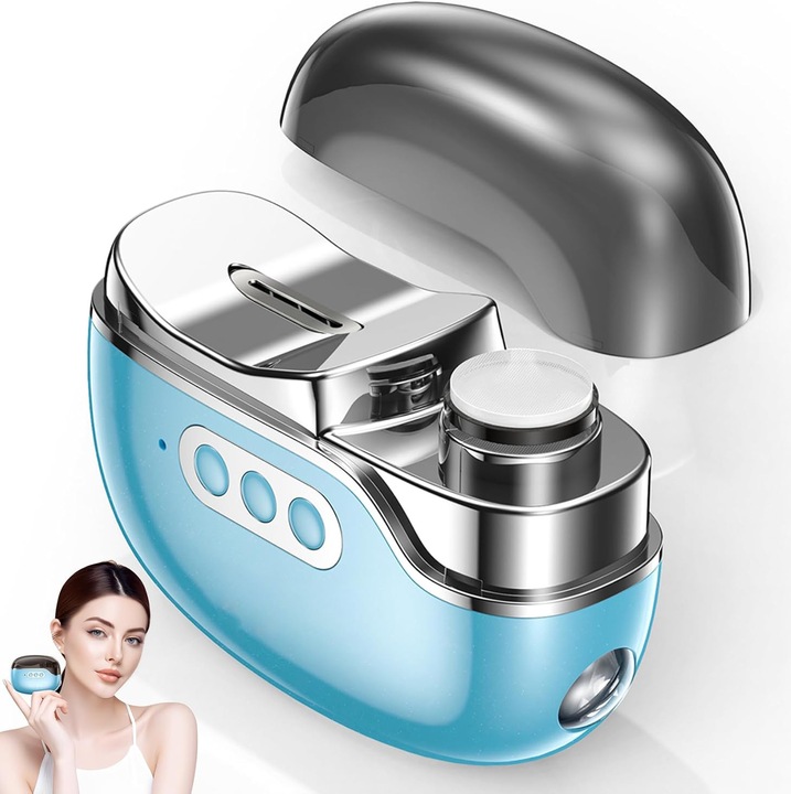 Professzionális 3 az 1-ben elektromos körömvágó, babakörömvágó, 3 sebességes körömvágó, LED fény, gyermekvédelem, tárolórekesz, manikűr, USB, csendes, ideális felnőtteknek, gyermekeknek és időseknek, kék