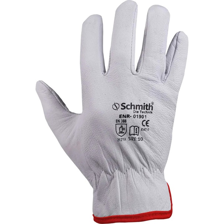 Rövid kecskebőr munkavédelmi kesztyű, 10-es méret, XL (12 pár), Schmith