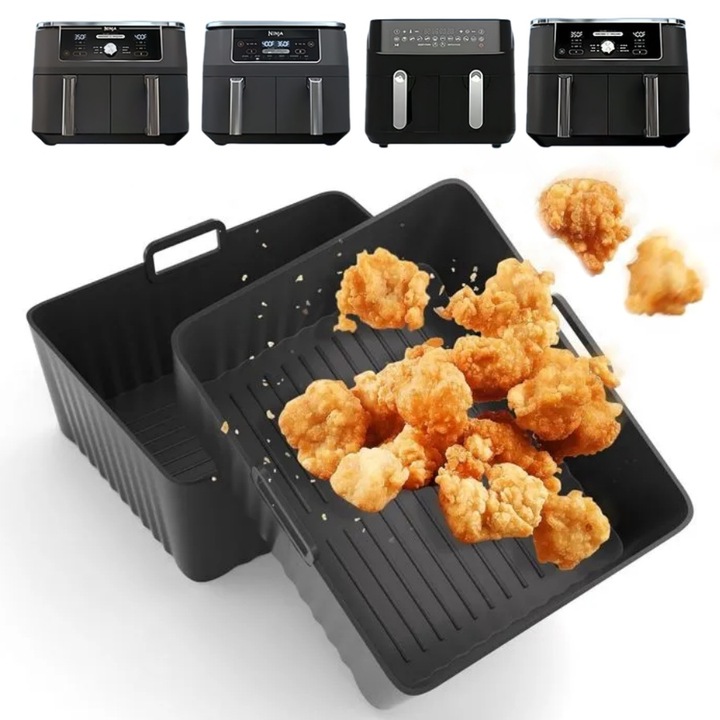 Szilikon kiegészítők Airfryerhez - 2 darabos készlet - Kompatibilis a Ninja AF300 és AF400 modellekkel, tapadásmentes - 8 QT-s fritőzhöz