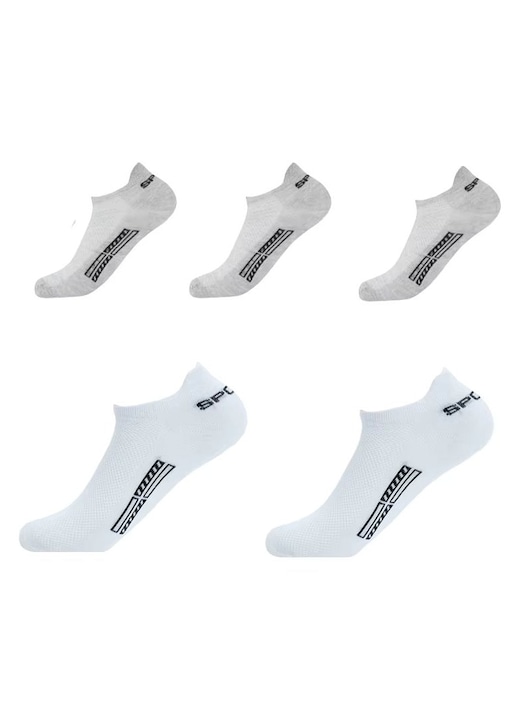 Комплект от 5 чифта мъжки чорапи, SS021, сиво/бяло, универсален размер (39-42)