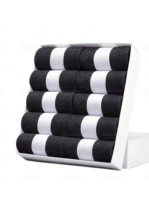 Set 10 perechi de sosete pentru barbati, SS140, Gri inchis, marime universala (39-43)