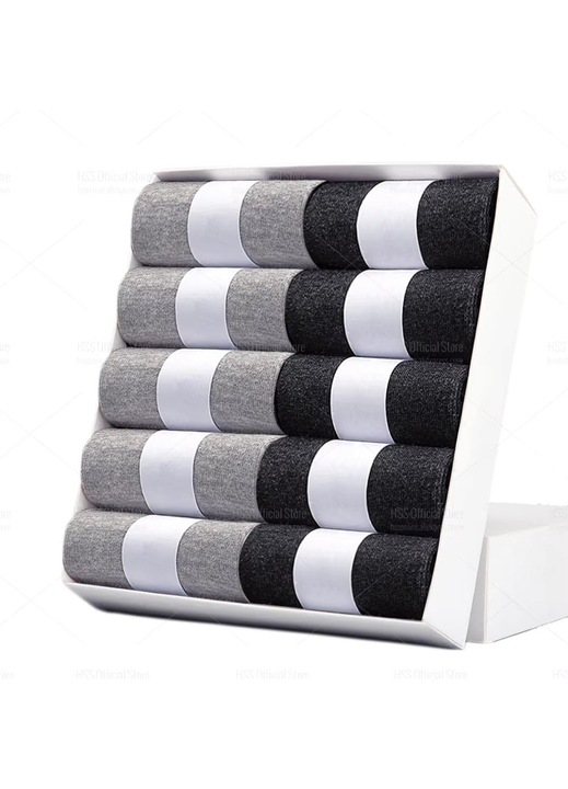 Set 10 perechi de sosete pentru barbati, SS141, Gri, marime universala (39-43)