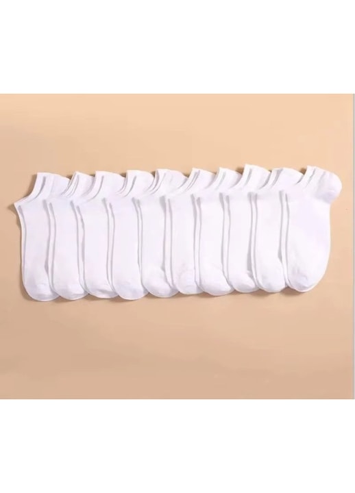 Set 10 perechi de sosete scurte pentru barbati, SS049, Alb, marime universala (39-42)