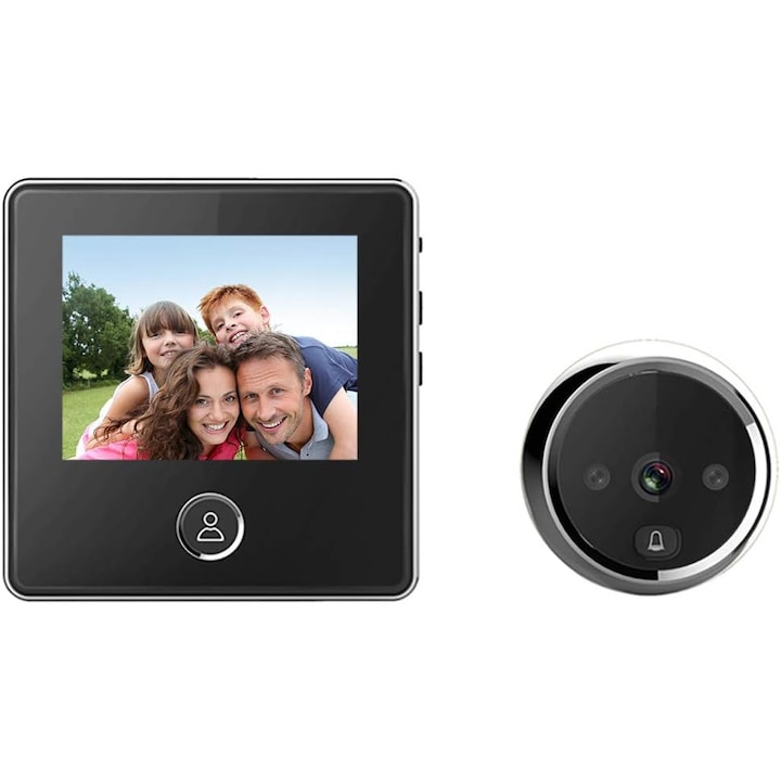 Camera digitala pentru usa cu ecran LCD Vizor electronic pentru usa Sonerie Viziune nocturna IR Camera pentru vizor de usa Inregistrare foto Unghi larg de vizualizare de 120 de grade