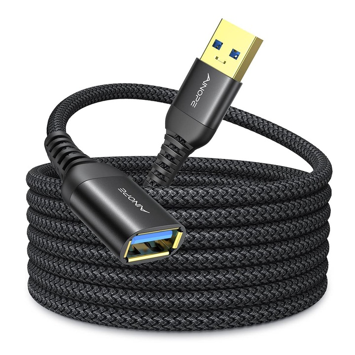 USB 3.0 A apa - USB A anya kábel, Ainope, 2 db, 2m + 2m, aranyozott csatlakozók