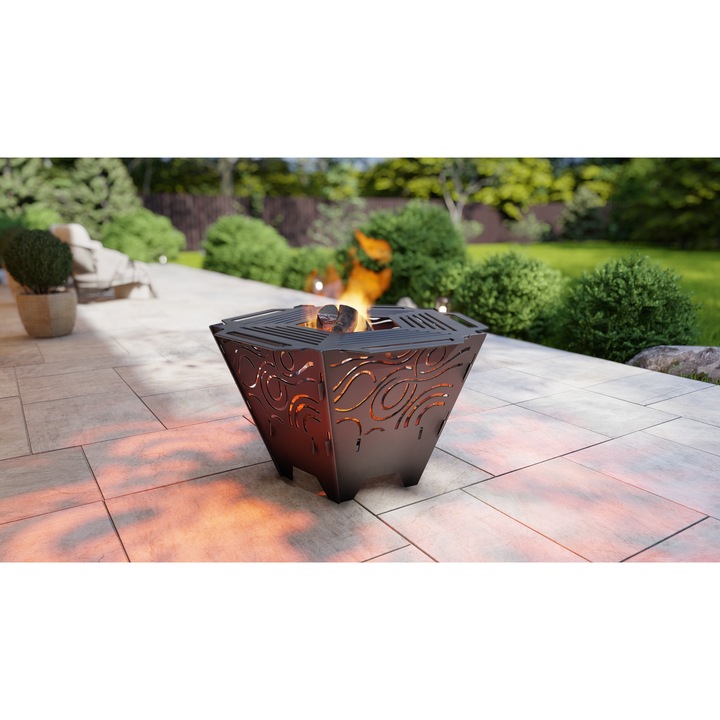 Градинско барбекю 2 в 1 огнище и скара, изработено от стомана, диаметър 80 см, височина 50 см