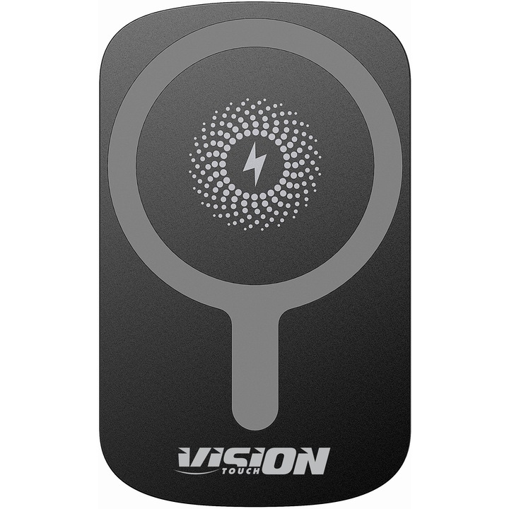Vision Touch mágneses autós tartó 15W-os vezeték nélküli töltéssel, Qi, fekete, VSAMW01N