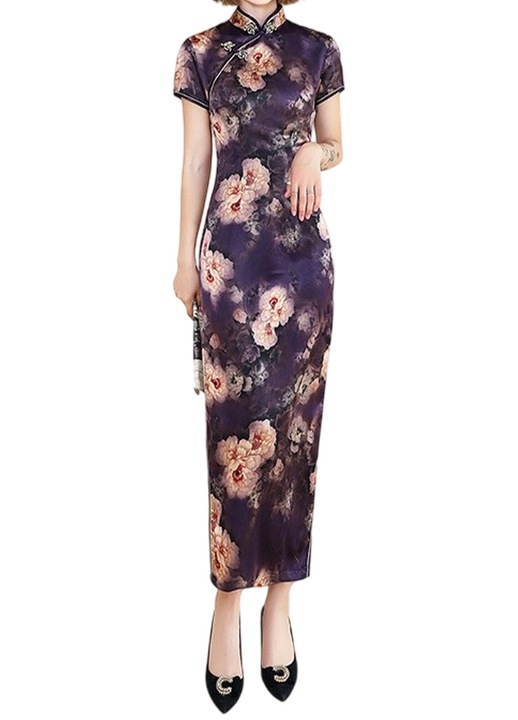 Rochie slim fit Cheongsam, multicolor, poliester, pentru femei, One Size INTL