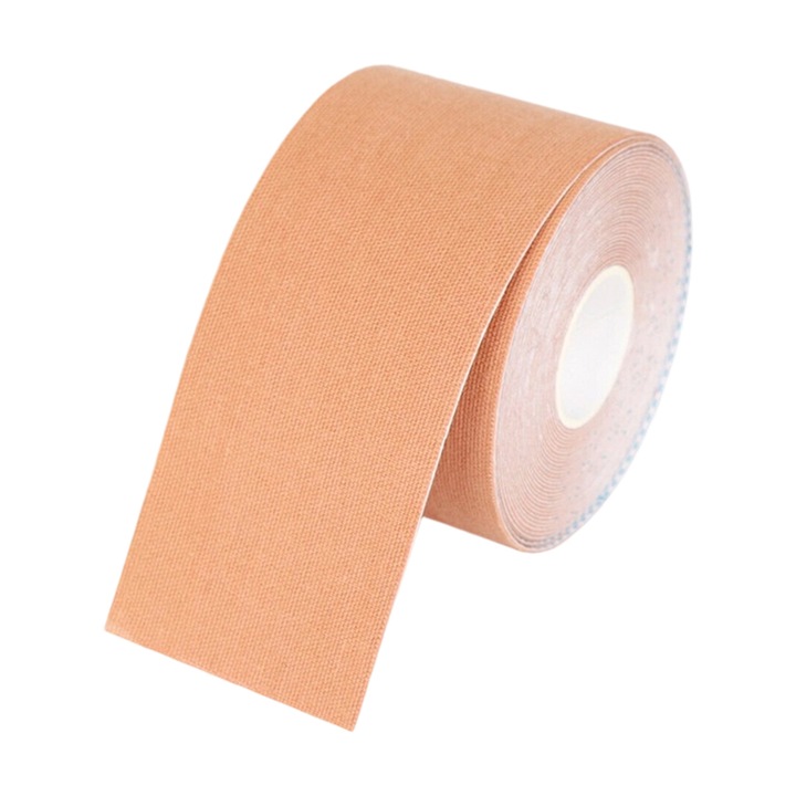 Plasturi pentru sani, 5x500cm, 2 capace din silicon, 10 stickere din material, nuanta pielii